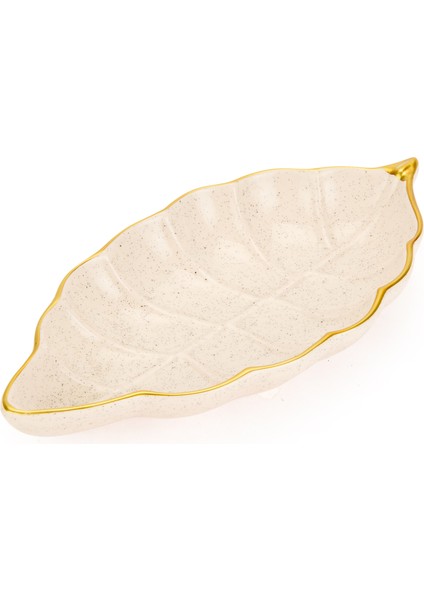 Seramik Yaprak Derin Sunum Tabağı - Krem - 25,5 cm fiyatları