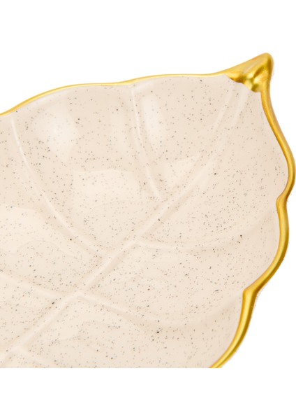 Seramik Yaprak Derin Sunum Tabağı - Krem - 25,5 cm fırsatları