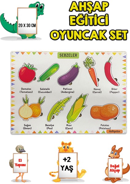 4 Lü Set Ahşap Eğitici Öğretici Oyuncak Puzzle Yapboz Söktak +2 Yaş