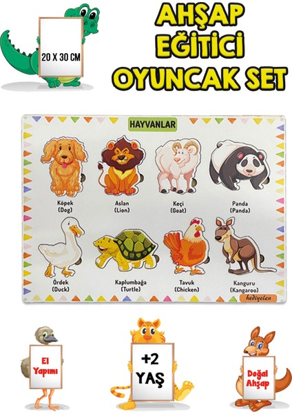 4 Lü Set Ahşap Eğitici Öğretici Oyuncak Puzzle Yapboz Söktak +2 Yaş