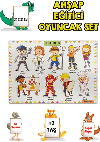 4 Lü Set Ahşap Eğitici Öğretici Oyuncak Puzzle Yapboz Söktak +2 Yaş