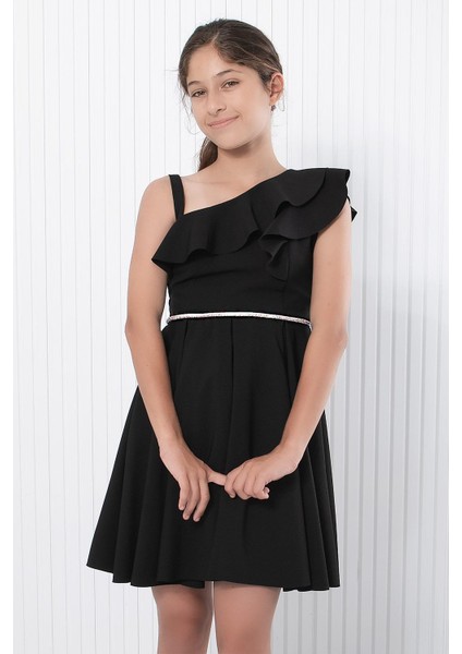 Taş Detaylı Abiye Siyah MDV342