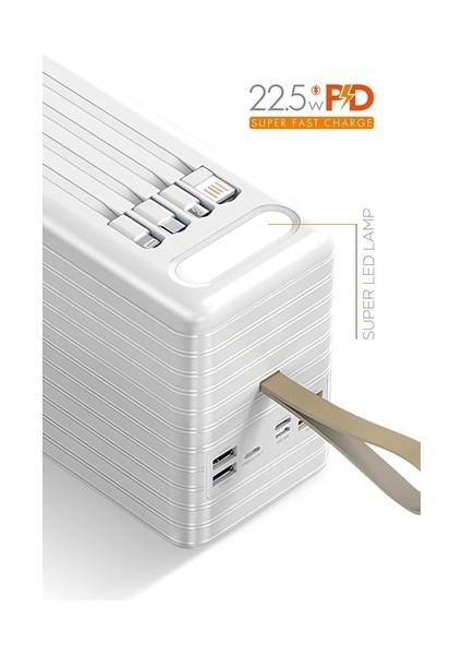 22.5W 120.000 Mah Hızlı Şarj Dahili Kablolu Trafo Powerbank