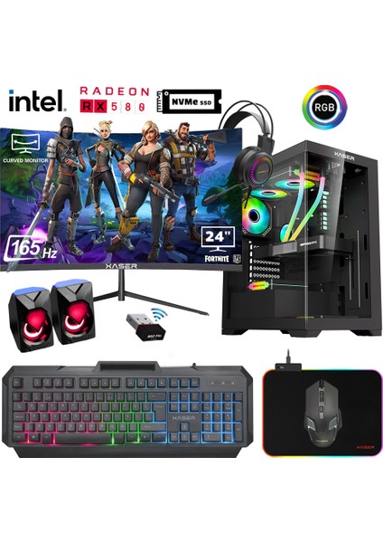 XSR929 I5 6400 16GB Ram 512GB M.2 Nvme SSD 8gb RX580 23.8" 165Hz Curved Oyuncu Bilgisayarı