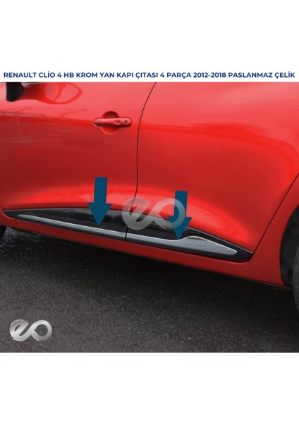 Renault Clio 4 Grandtour Krom Yan Kapı Çıtası 4 Kapı 2012-2018 Paslanmaz çelik