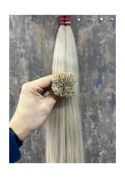 70 cm - Buz Platin - Ice Blonde - Mikro Kaynak - Gerçek İnsan Saçı - 200 adet 120 gr