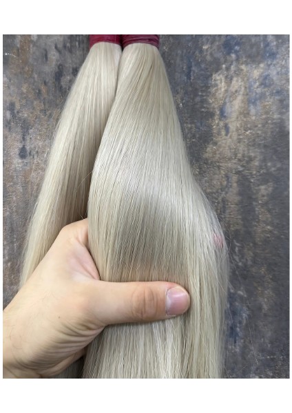 70 cm - Buz Platin - Ice Blonde - Mikro Kaynak - Gerçek İnsan Saçı - 200 adet 120 gr