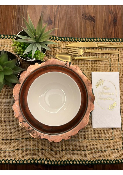Gold Yaldızlı Beyaz Iftar Soframıza Hoşgeldiniz Garson Peçete 16 Adet