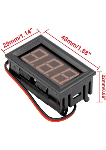 0.56 Inç Dc 0-100V Dijital Voltmetre Panel Tipi Kırmızı Renk 3 Telli