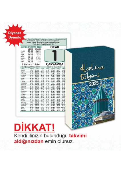 Mevlana Takvimi 2025 Yapraklı Blok Duvar Takvimi  Dik