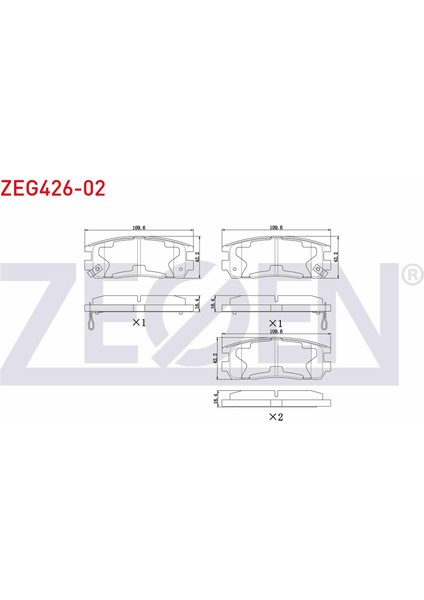 Fren Balata Arka Ikazlı Opel Frontera A 2.3 Td 1992-1998 / Frontera A 2.5 Tds 1992-1998 / Frontera A 2.0i 1992-1998 / Frontera B 2.2i 1998- / Frontera B 2.5 Tds 1998-
