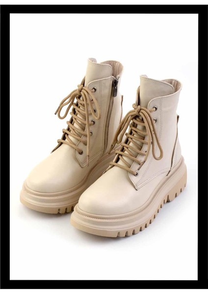 Bej Deri Kadın Bot & Bootie K02040870103