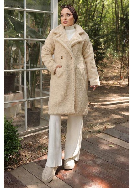 Fleto Cepli Peluş Mont Krem HM2506