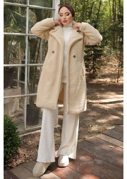 Fleto Cepli Peluş Mont Krem HM2506 fiyatları