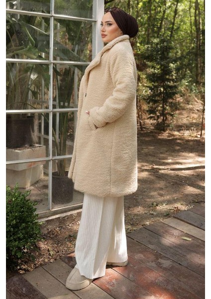 Fleto Cepli Peluş Mont Krem HM2506 fırsatları