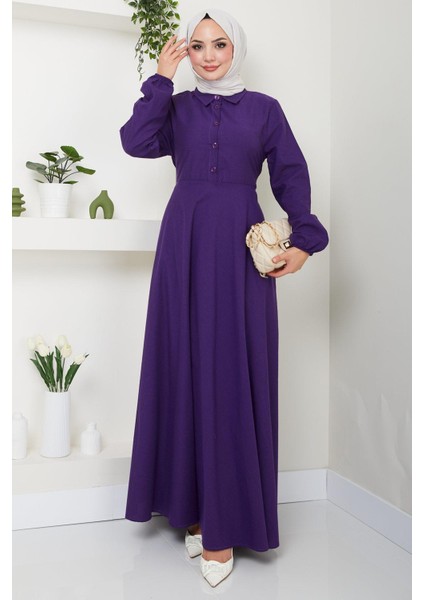 Kuşaklı Mevlana Elbise Mor HM2105