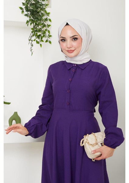 Kuşaklı Mevlana Elbise Mor HM2105 fiyatları