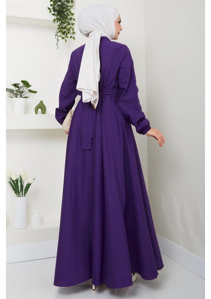 Kuşaklı Mevlana Elbise Mor HM2105 indirimleri