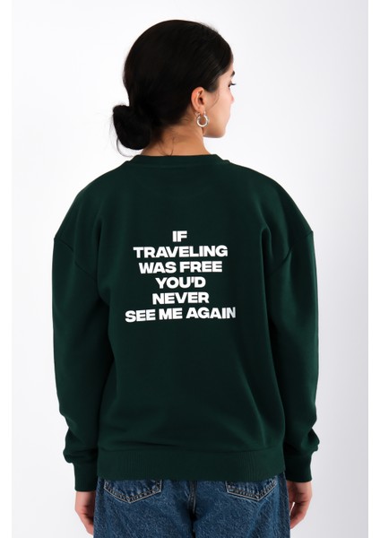 Never See Me Again Relaxed Fit Sweatshirt Kadın - Yeşil