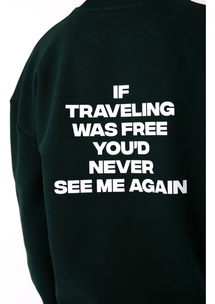 Never See Me Again Relaxed Fit Sweatshirt Kadın - Yeşil