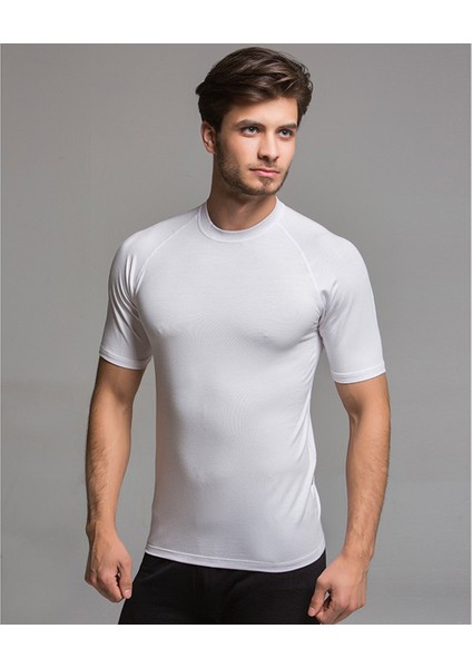 Bambu Reglan Kısa Kol Tshirt Beyaz XL