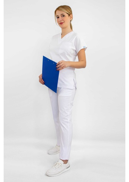 Beyaz Renk Soft Likra Hemşire Hastane Doktor Cerrahi Takım Üniforma fırsatları