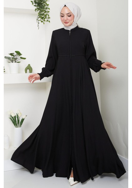 Kolu Gipeli Nakış Detaylı Mevlana Ferace Siyah HM2484