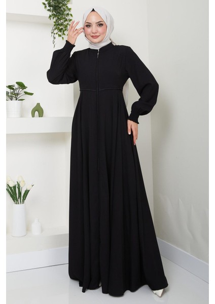 Kolu Gipeli Nakış Detaylı Mevlana Ferace Siyah HM2484 modelleri