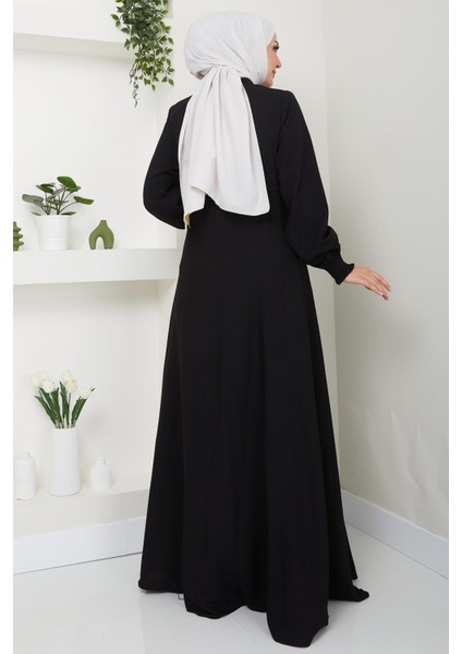 Kolu Gipeli Nakış Detaylı Mevlana Ferace Siyah HM2484 indirimleri