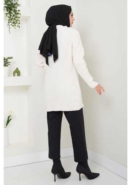 Fitilli Düğmeli Triko Hırka Krem HM2563 fırsatları