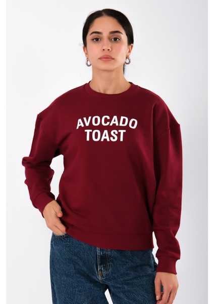 Avocado Toast Relaxed Fit Sweatshirt Kadın - Bordo