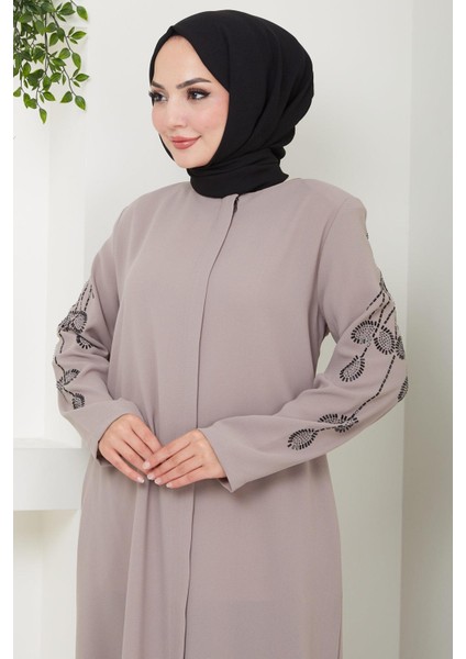 Nihan Kolları Taşlı Ferace Vizon HM2485