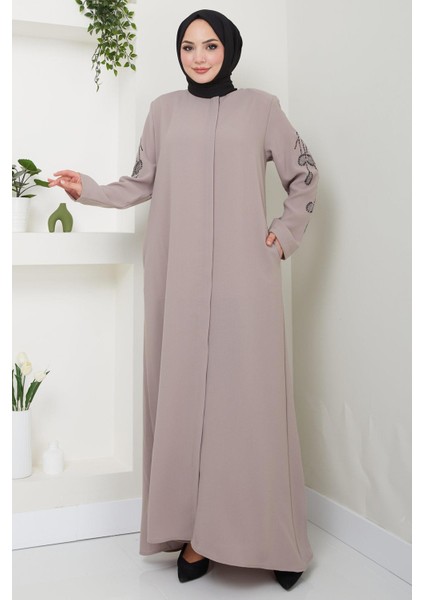 Nihan Kolları Taşlı Ferace Vizon HM2485