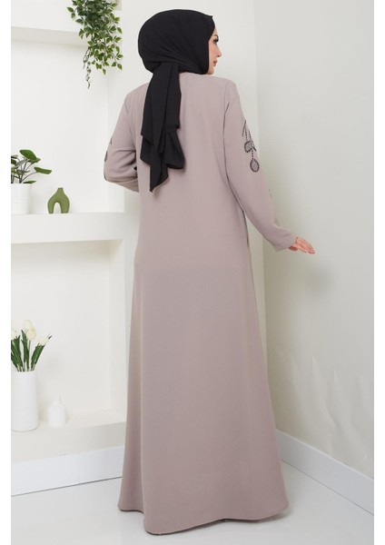 Nihan Kolları Taşlı Ferace Vizon HM2485