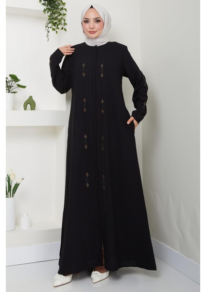 Simge Taşlı Ferace Siyah HM2480