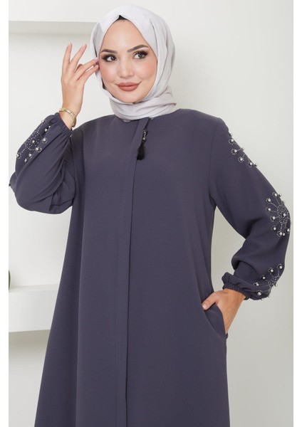 Kolu Taşlı ve Incili Ferace Füme HM2494 fiyatları