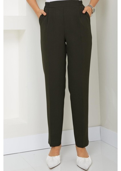 Beli Lastikli Kumaş Pantolon Haki HM2487