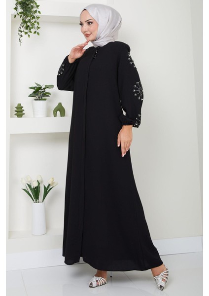 Kolu Taşlı ve Incili Ferace Siyah HM2494 fırsatları