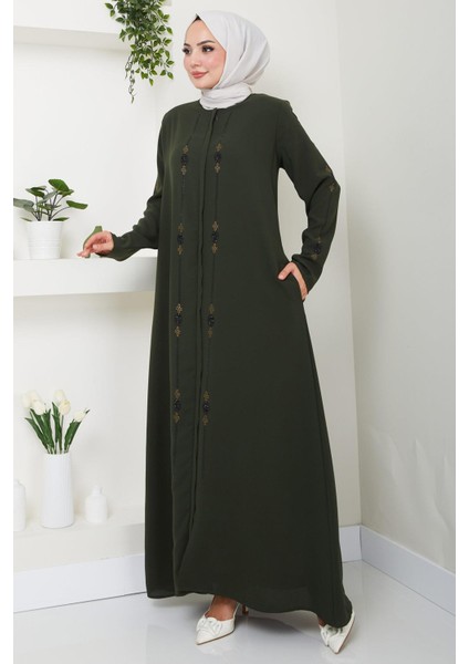 Simge Taşlı Ferace Haki HM2480 fiyatları