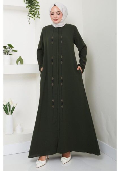 Simge Taşlı Ferace Haki HM2480 fırsatları