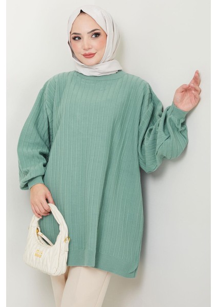 Balon Kol Triko Tunik Mint HM2519