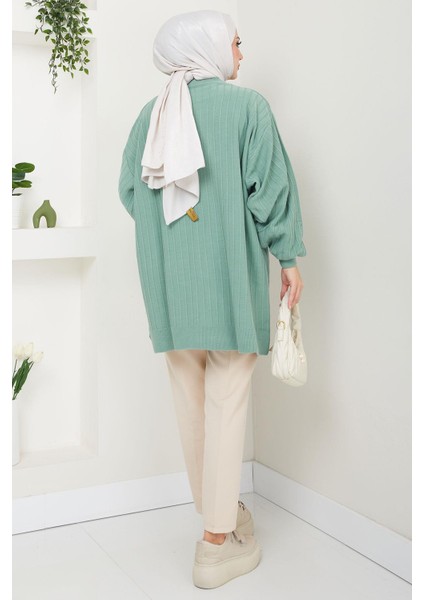 Balon Kol Triko Tunik Mint HM2519 fırsatları