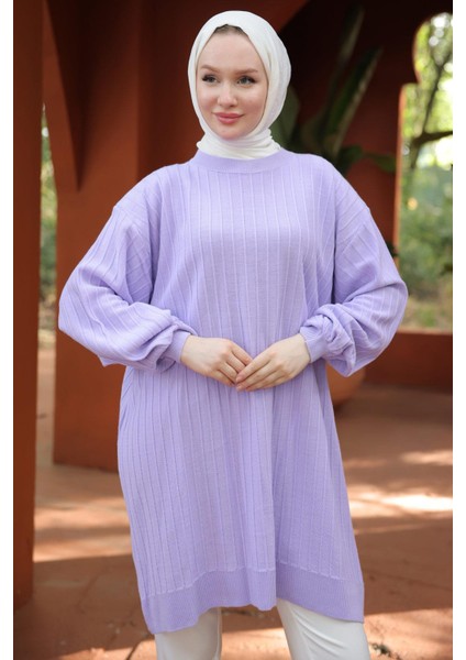 Balon Kol Triko Tunik Lila HM2519