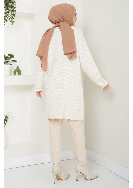 Gold Düğme Detaylı Triko Hırka Krem HM2587 indirimleri