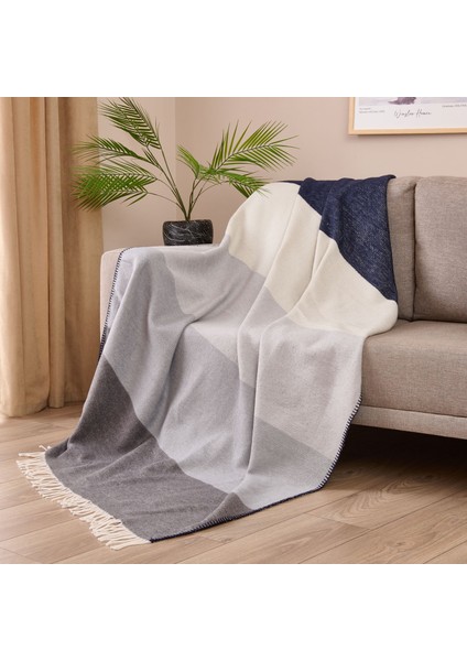 Soft Carta Jakarlı Skoç Tv Battaniyesi - Gri - 130X170 cm