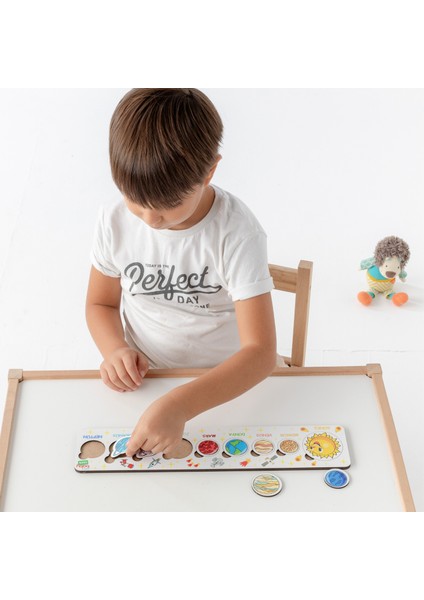 Montessori Güneş Sistemi & Gezegenler Ahşap Bultak Puzzle Seti / 1+ Yaş / Eğitici, Öğretici ve Güvenli Çocuk Oyuncağı