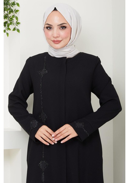 Erva Taş Detaylı Ferace Siyah HM2478 fiyatları