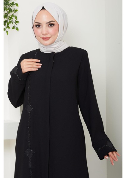 Erva Taş Detaylı Ferace Siyah HM2478 fırsatları