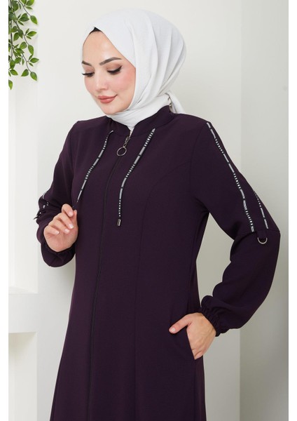 Şeritli Spor Ferace Mürdüm HM2483 modelleri