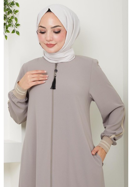 Çizgi Detaylı bej Rengi Ferace HM2035 fırsatları